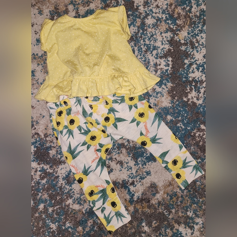 New Jessica Simpson Polka Dot Tulip Top & Floral Kids Harem Leggings 12 Months